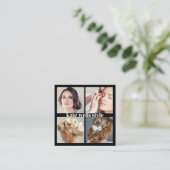 Zwart Voeg Aangepaste Logo Social Media Networking Vierkante Visitekaartje (Staand voorkant)