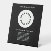 Zwart voeg je eigen tekst en logo toe reclamebord met voetstuk (Voorkant)