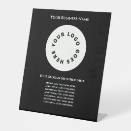 Zwart voeg je eigen tekst en logo toe reclamebord met voetstuk