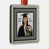 Zwart Voeg je foto toe Metalen Ornament (Rechts)