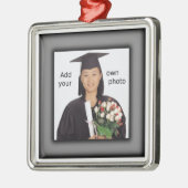 Zwart Voeg je foto toe Metalen Ornament (Links)