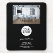 Zwart Voeg je Logo Custom Text Promotion Photo toe Muismat (Voorkant)