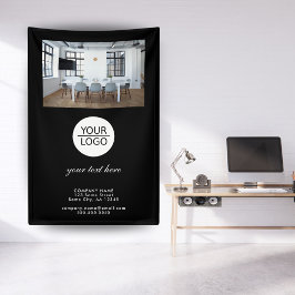 Zwart Voeg je Logo Custom Text Promotion Photo toe Spandoek