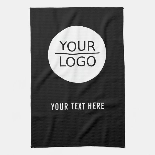 Zwart Voeg je Logo Custom Text Promotion toe Theedoek (Verticaal)