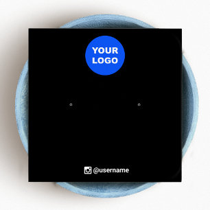 Zwart Voeg je Logo Stud Oorbel Sieraden Display Vierkante Visitekaartjes