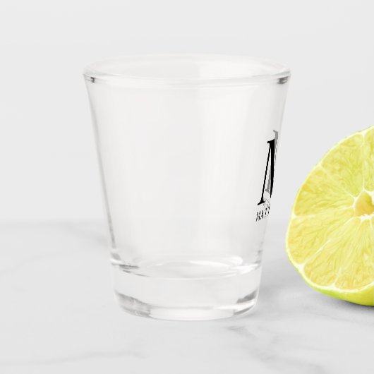 Zwart Voeg jouw naam en Initiaal Monogram toe Shot Glas (Links)