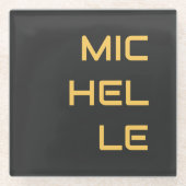 Zwart voeg Jouw naam Modern Plain toe Glazen Onderzetter (Voorkant)