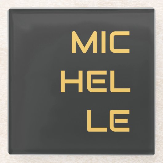 Zwart voeg Jouw naam Modern Plain toe Glazen Onderzetter (Voorkant)
