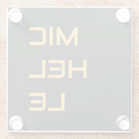 Zwart voeg Jouw naam Modern Plain toe Glazen Onderzetter (Achterkant)