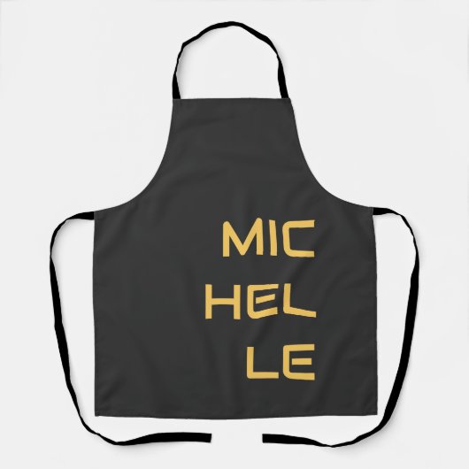 Zwart voeg Jouw naam Modern Plain toe Schort (Voorkant)