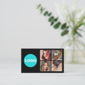 Zwart Voeg toe Logo Social Media Networking Foto Visitekaartje (Staand voorkant)