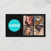 Zwart Voeg toe Logo Social Media Networking Foto Visitekaartje (Voorkant)