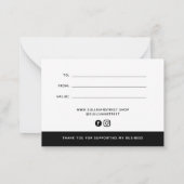 Zwart voeg uw Logo minimalistische cadeaubon toe Notitiekaartje (Achterkant)