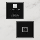 Zwart voeg uw Logo toe Vierkante Visitekaartje (Voorkant / Achterkant)