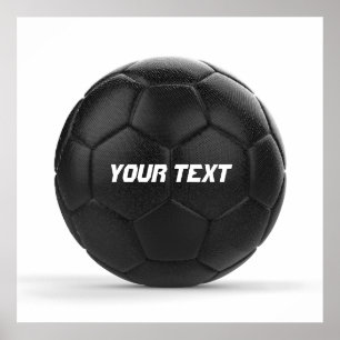 Zwart Voetbal - Aangepaste tekst Poster
