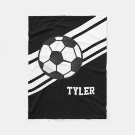 Zwart Voetbal Sport Persoonlijke naam Fleece Deken
