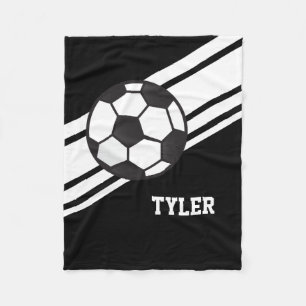 Zwart Voetbal Sport Persoonlijke naam Fleece Deken