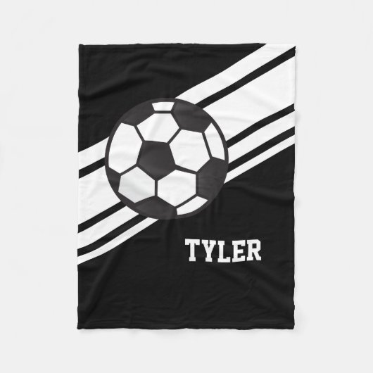 Zwart Voetbal Sport Persoonlijke naam Fleece Deken (Voorkant)