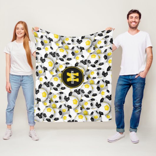 zwart voetbalteam kleuren jongens sport fleece deken (In situ)