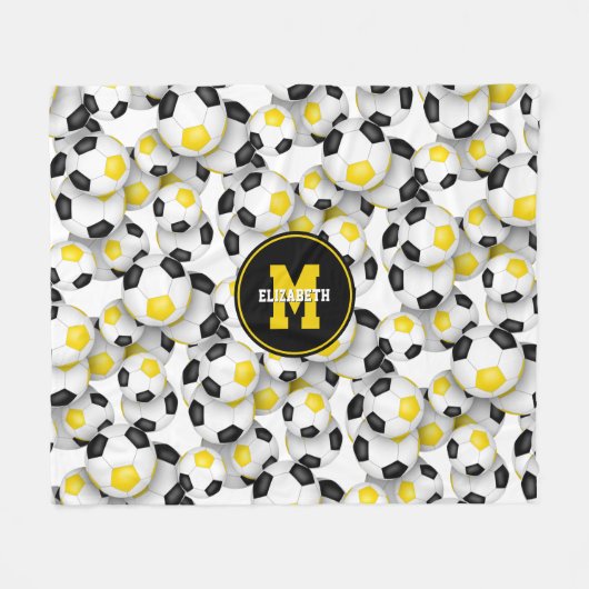 zwart voetbalteam kleuren jongens sport fleece deken (Voorkant (Horizontaal))