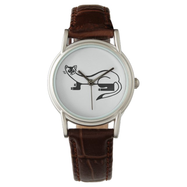 Zwart - voetbeet FERRET - Wildlife warrior - USA Horloge (Voorkant)