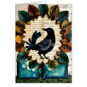 Zwart Vogel Collage Folk Art Blank Binnen Kaart (Voorkant)