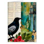 Zwart Vogel Collage  Stijl Blank Binnen Kaart (Voorkant)