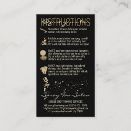 Zwart voor na zorginstructie Spuit Tan Visitekaartje