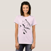 Zwart Vormt Lijnen Diagonaal Abstract Art Design T-shirt (Voorkant volledig)