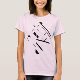 Zwart Vormt Lijnen Diagonaal Abstract Art Design T-shirt