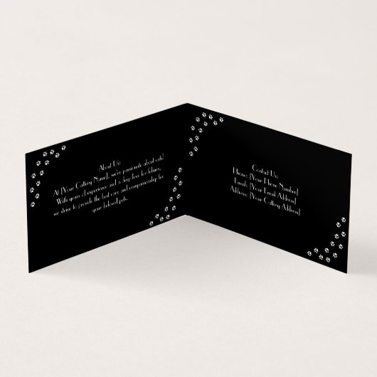  zwart vouw Visitekaartje voor cattery (Binnen)