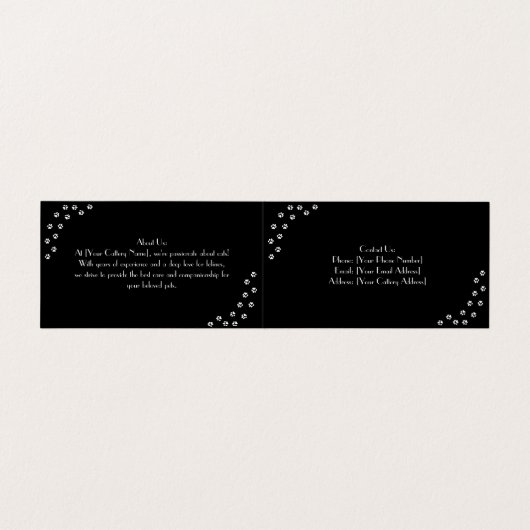  zwart vouw Visitekaartje voor cattery (Binnenkant ongevouwen)