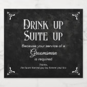 Zwart Vraagende Groomsman Whiskey Gift Likeurfles Etiket (Enkel label)