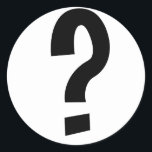 Zwart vraagteken ronde sticker<br><div class="desc">Een zwart vraagteken sticker.</div>