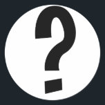 Zwart vraagteken ronde sticker<br><div class="desc">Een zwart vraagteken sticker.</div>