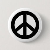 Zwart vredesbord ronde button 5,7 cm (Voorkant)