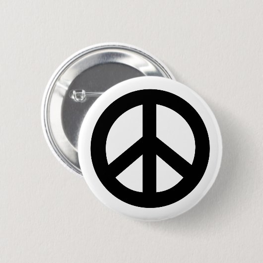 Zwart vredesbord ronde button 5,7 cm (Voorkant /achterkant)