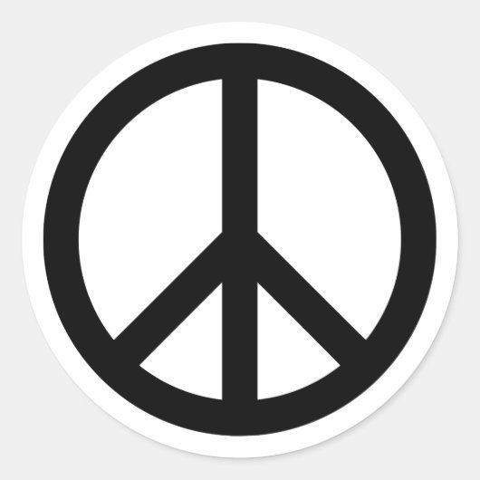 Zwart Vredessymbool Ronde Sticker (Voorkant)