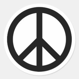 Zwart Vredessymbool Ronde Sticker