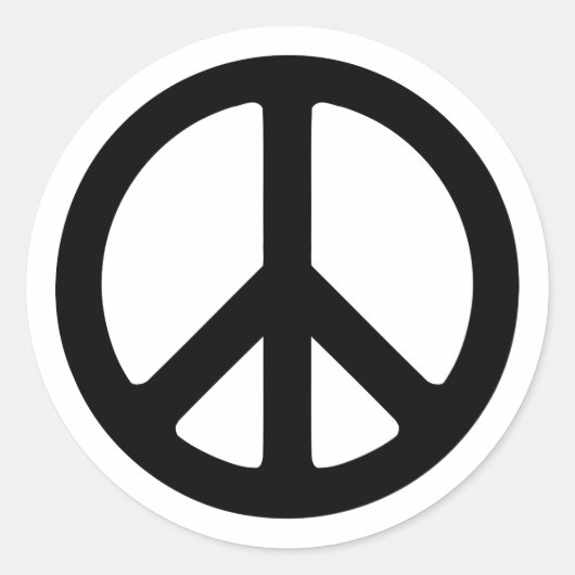 Zwart Vredessymbool Sjabloon Ronde Sticker (Voorkant)