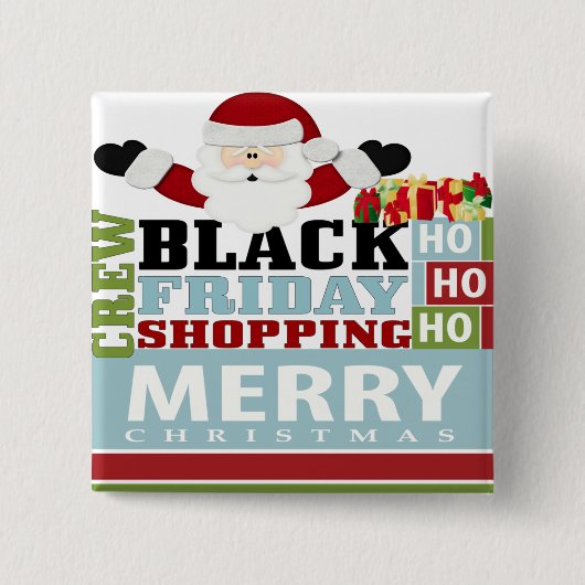 Zwart vrijdagwinkelpersoneel vierkante button 5,1 cm (Voorkant)
