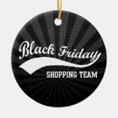 Zwart vrijdagwinkelteam keramisch ornament (Voorkant)