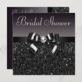 Zwart Vrijgezellenfeest, Bow en Diamond Kaart (Voorkant / Achterkant)