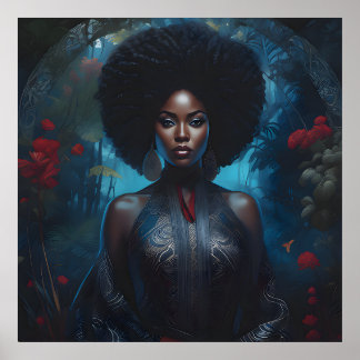 Zwart Vrouw Afrikaans Amerikaans Olieverfschilderi Poster
