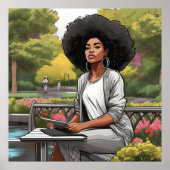 Zwart Vrouw Afrikaans Amerikaans Schets Poster Pri (Voorkant)