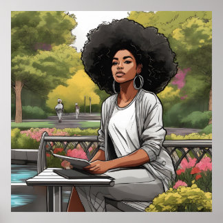 Zwart Vrouw Afrikaans Amerikaans Schets Poster Pri