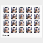 Zwart Vrouw Angel White Wings Art Vierkante Sticker (Vel)