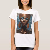 Zwart Vrouw Blauw Koper Mozaïek T-shirt (Voorkant)