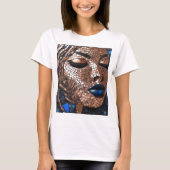Zwart Vrouw Blauw Koper Mozaïek T-shirt (Voorkant)