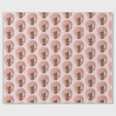 Zwart Vrouw, Bloem in haar Roze Natuurlijk Haar, R Cadeaupapier (Vlak)